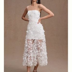 COPY - Anthropologie Audrey Square Neck Floral Appliqué Sheer Midi Dress